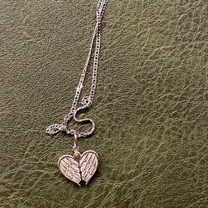 Sterling Silver Heart Wing Pendant Necklace